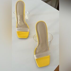 Yellow Transparent Strap Heels